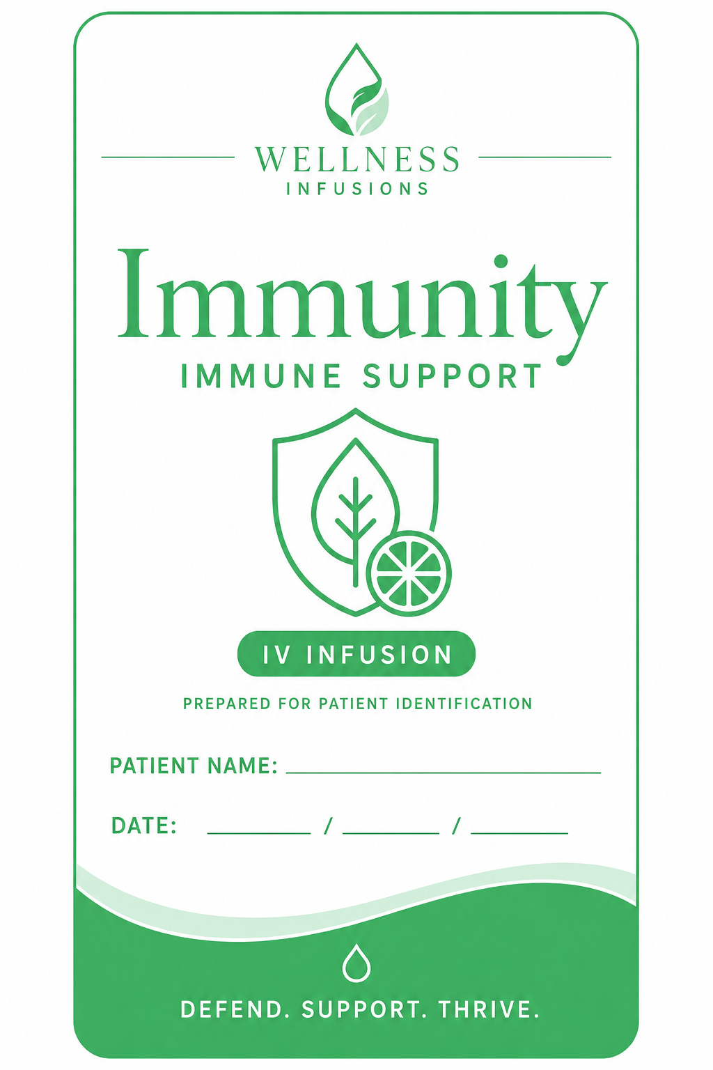 Immunity IV Therapy label